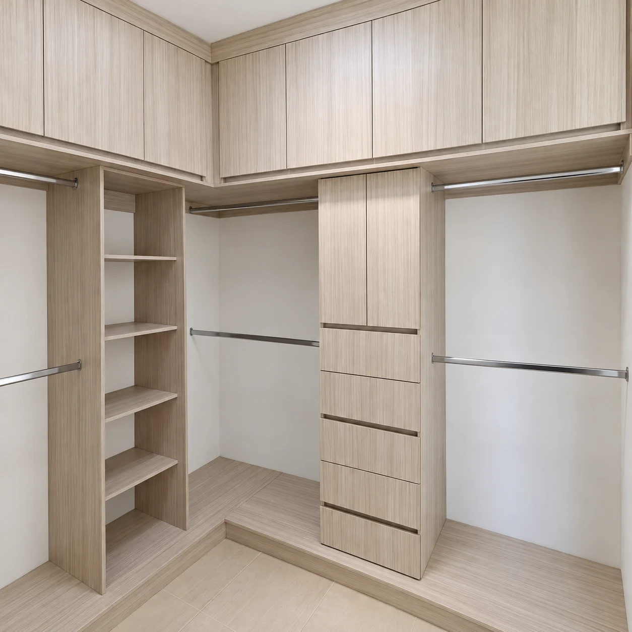 Cocina y clósets en una residencia